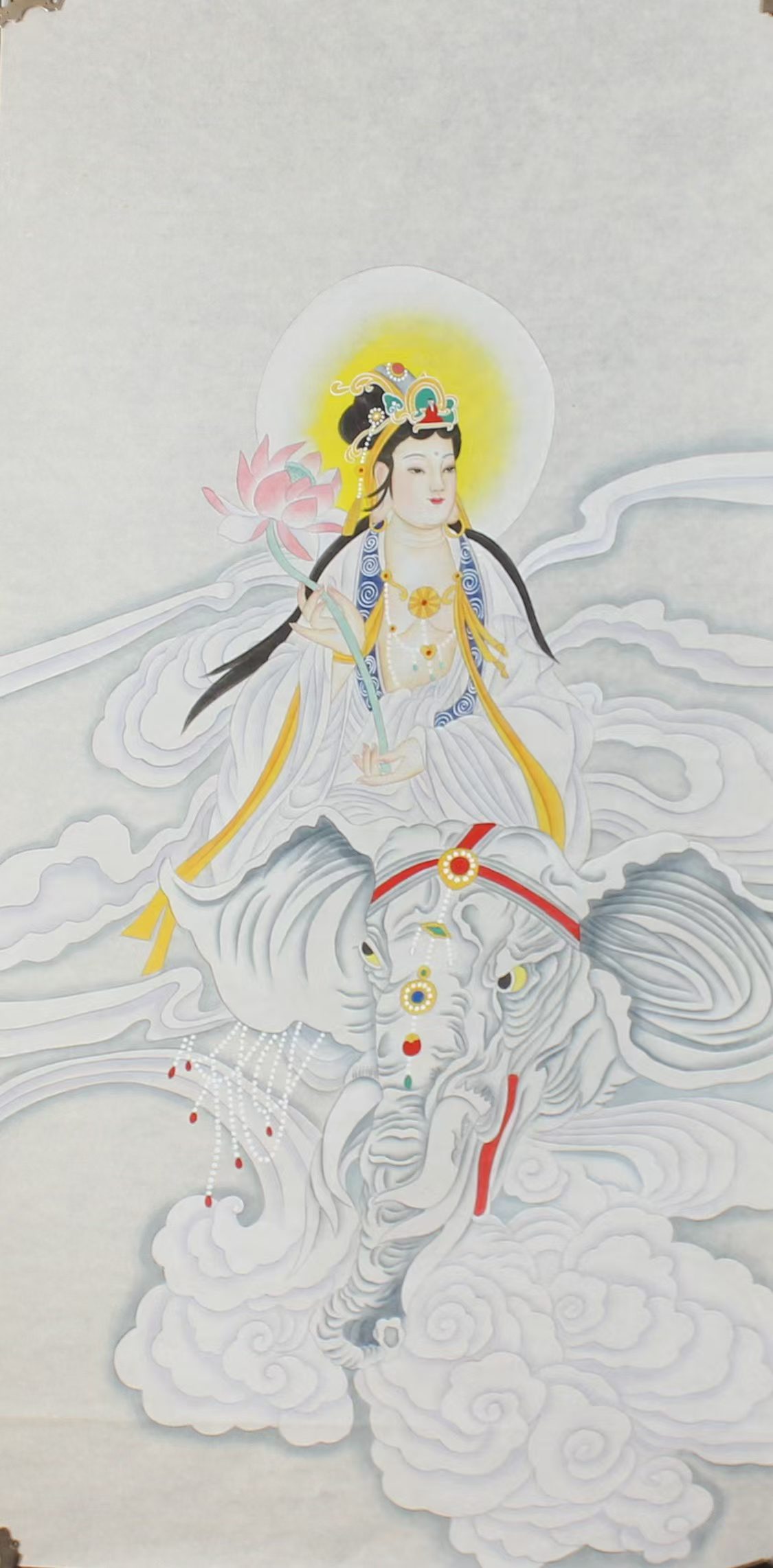 工笔重彩画《慈航普度·白象祥瑞》​