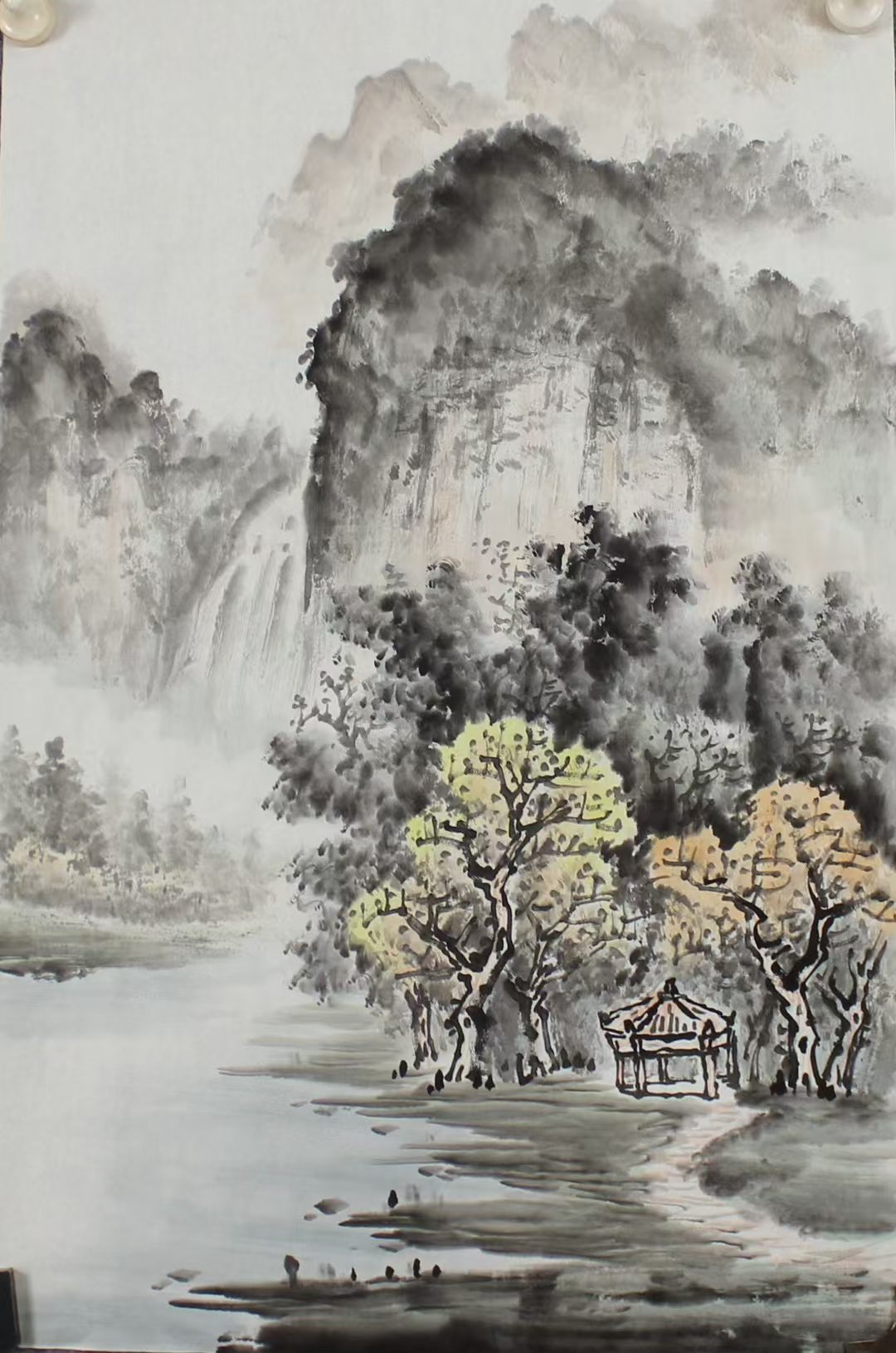 水墨山水画《烟霞幽居·松壑鸣泉》​