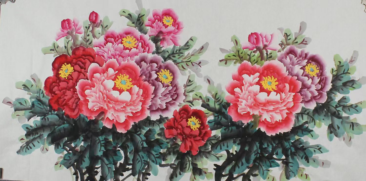Gongbi Flower and Bird Painting "Blossom and Riches - Fairview Tianhua