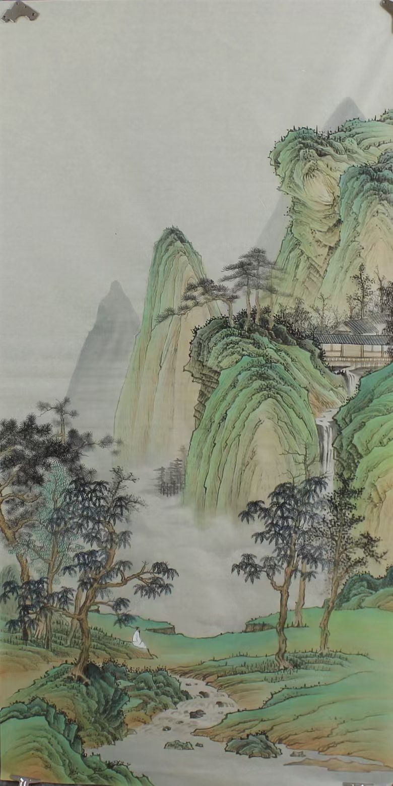 Green landscape painting "Suifeng and Roach - a retreat in a blue stream".