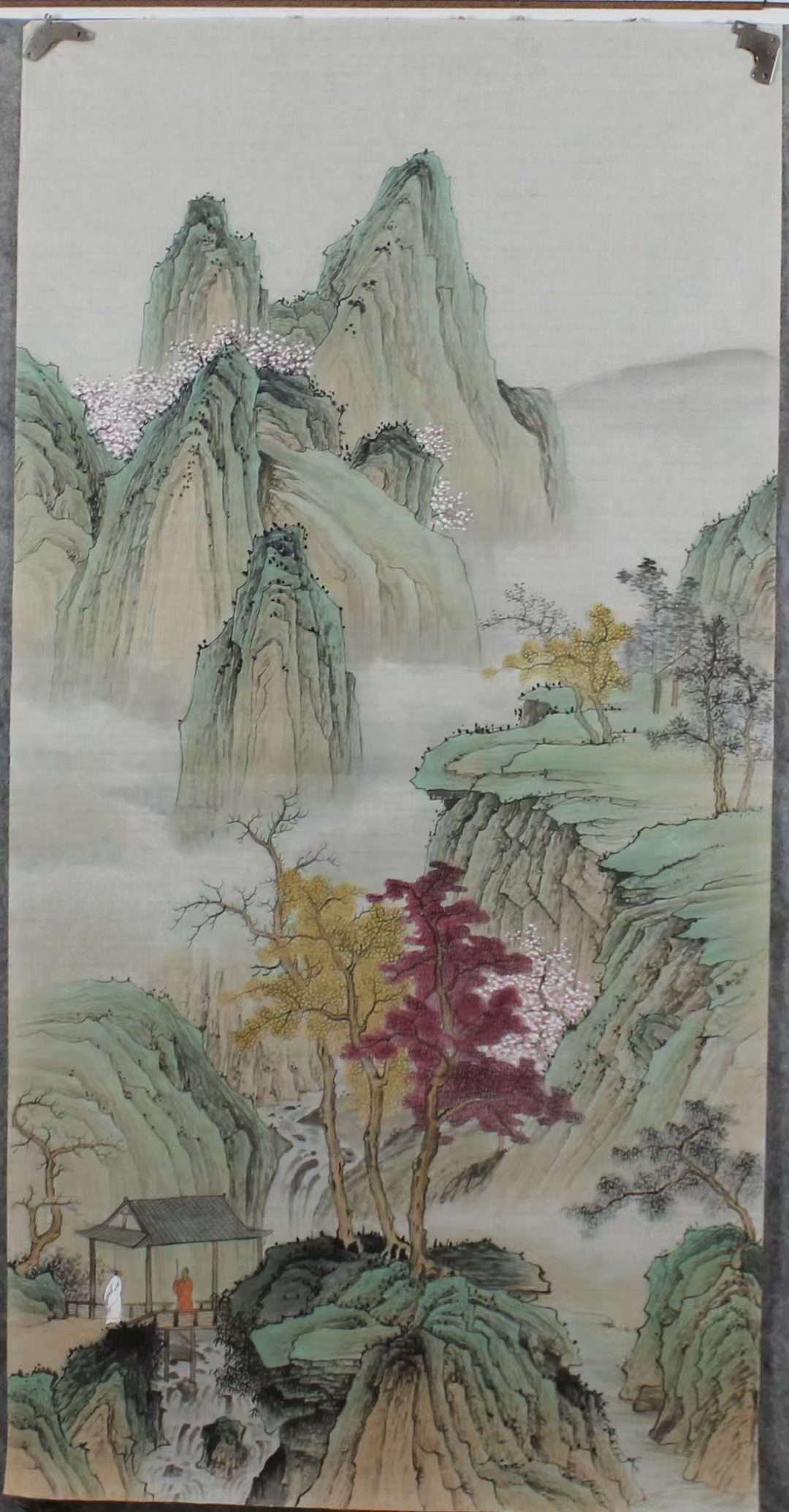 Ink Landscape Painting "A Secluded House in the Cloudy Mountains - Pine Breeze in the Blue Streams