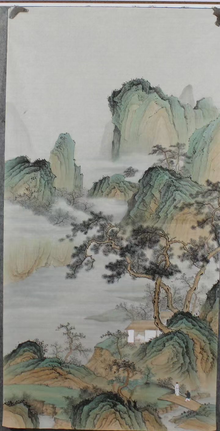 Ink Landscape Painting "A Secluded Residence in Cloudy Mountain-Pine Stream with Smoke and Haze