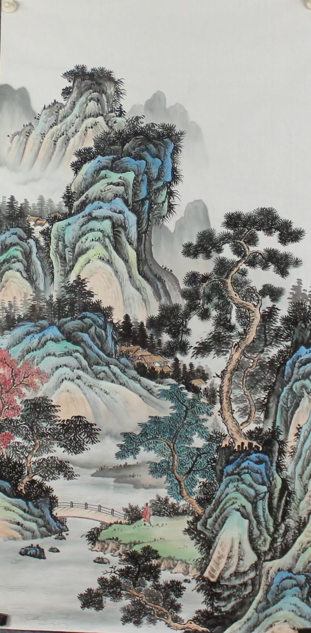 Ink Landscape Painting "Mountain and Water Pavilion - Cloud Stream and Pine Breeze